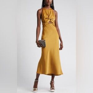 Brand New Elegant Gold Midi Dress